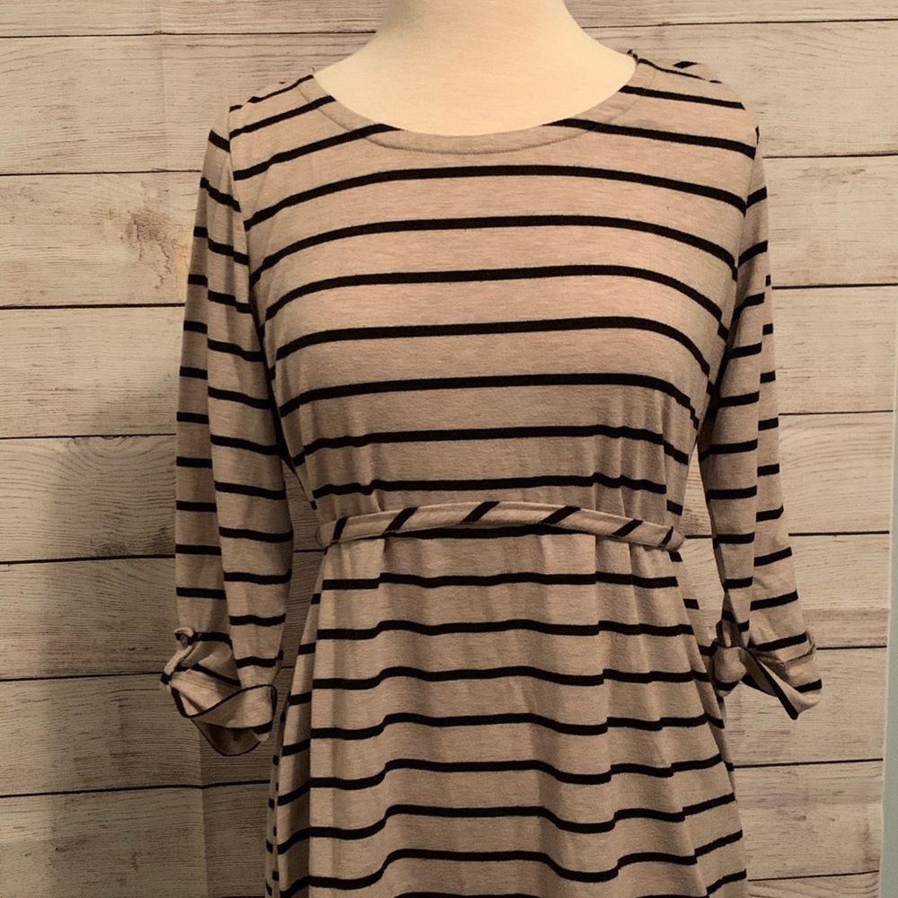 Motherhood maternity tan black strp tunic XL